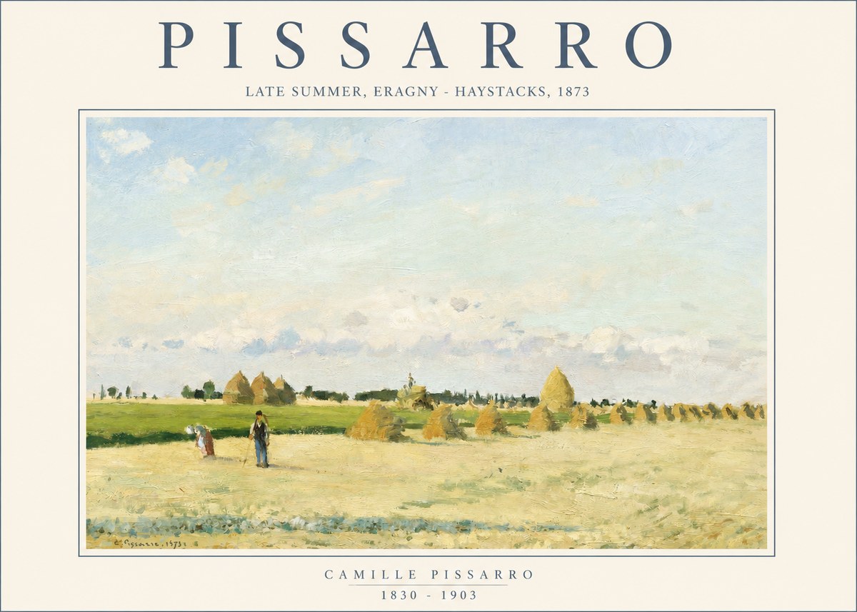 Pissarro Landscape with Haystacks, 1873 No2 - Póster