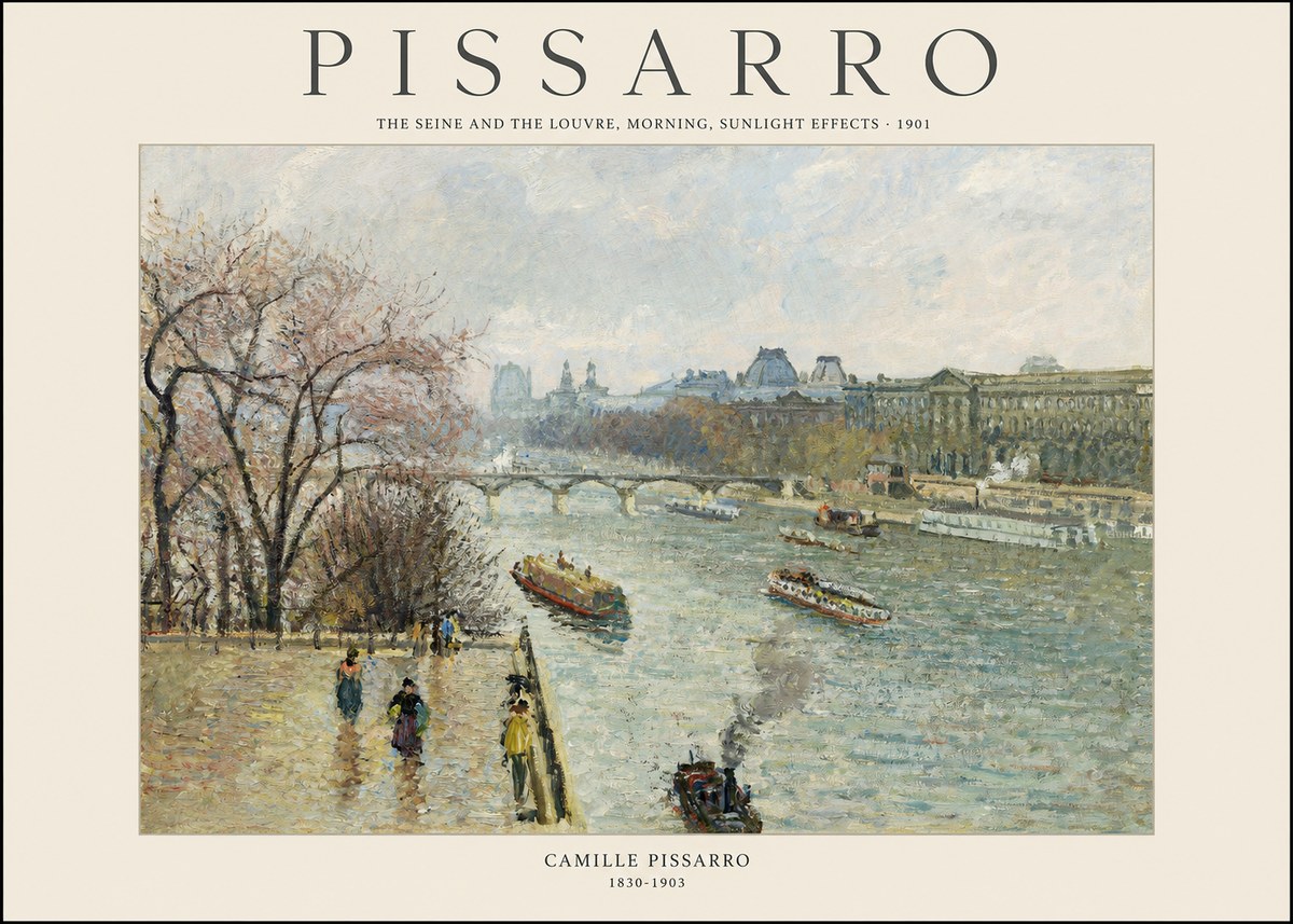 Pissarro The Seine and the Louvre, Morning, Sunlight Effects - 1901 No1 - Póster