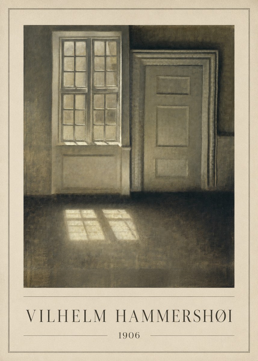 Vilhelm Hammershøi Interior. Sunlight on the Floor No1 - Póster
