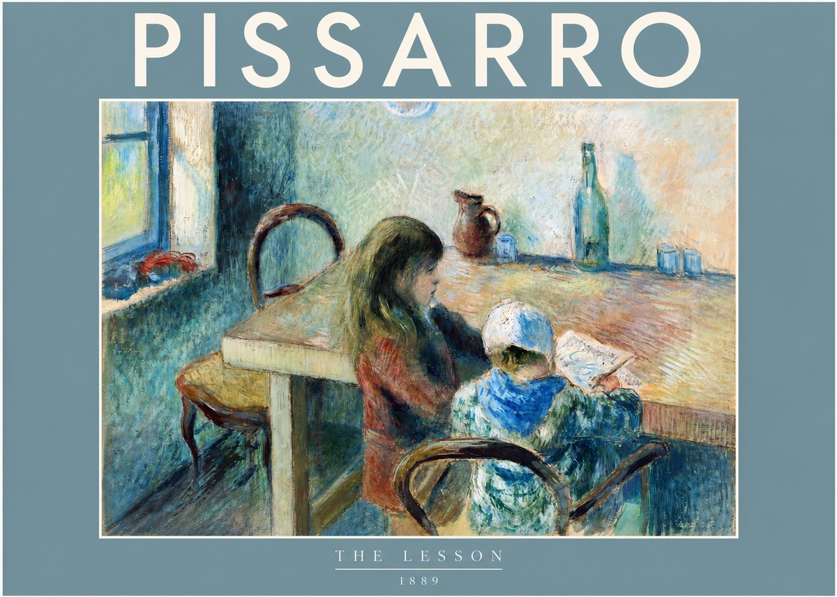 Pissarro The Lesson No2 - Póster