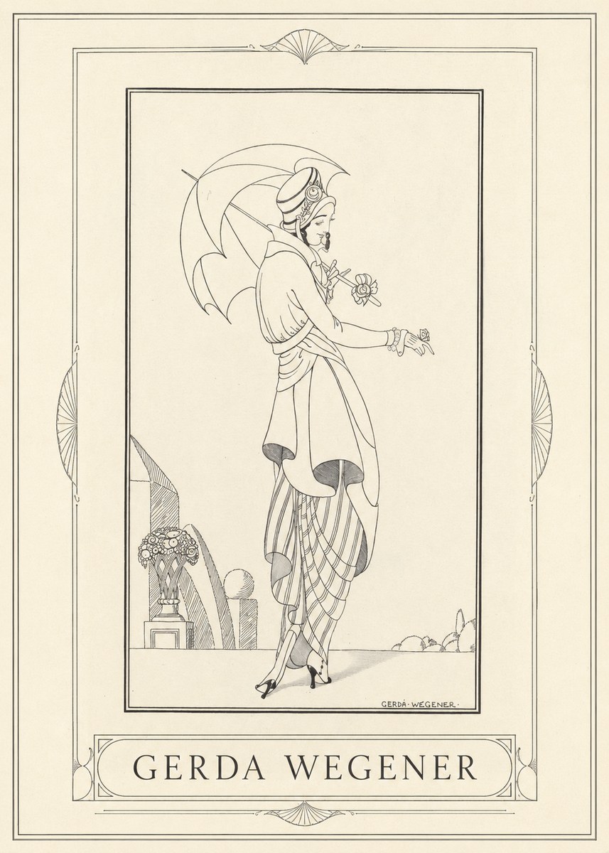 Gerda Wegener Elegant Figure with Parasol No1 - Póster