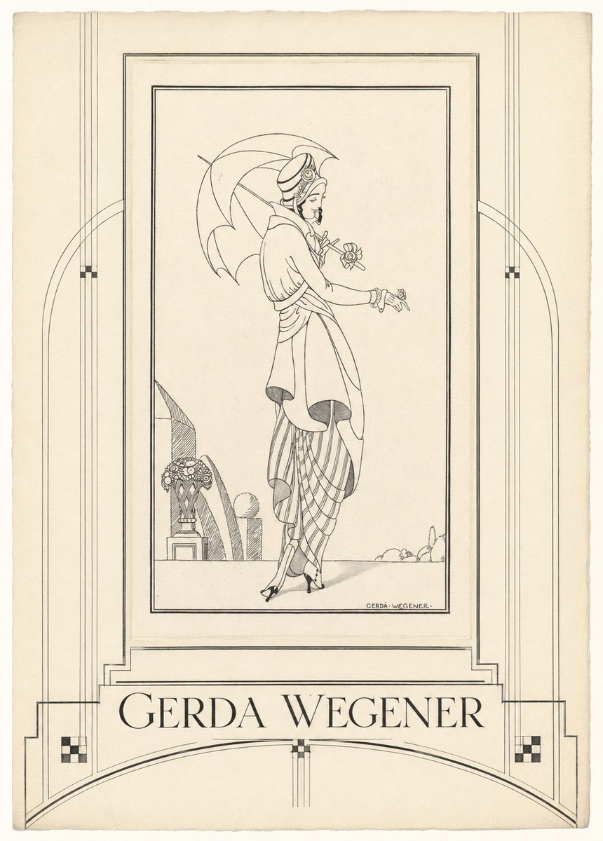 Gerda Wegener Elegant Figure with Parasol No6 - Póster
