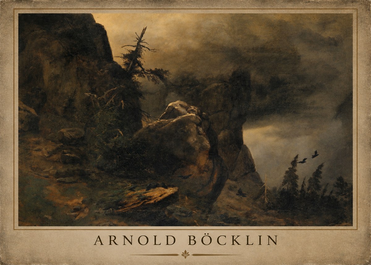 Arnold Böcklin Felsabhang Mit Wettertannen No3 - Póster