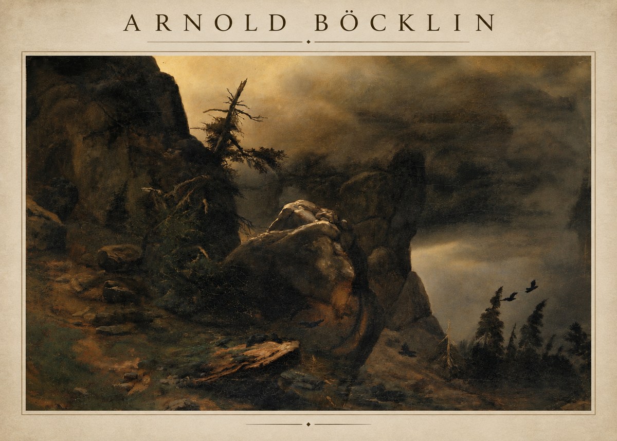 Arnold Böcklin Felsabhang Mit Wettertannen No4 - Póster