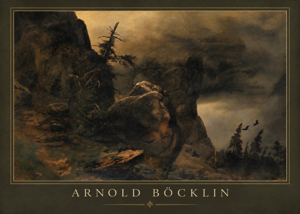 Arnold Böcklin Felsabhang Mit Wettertannen No5 - Póster