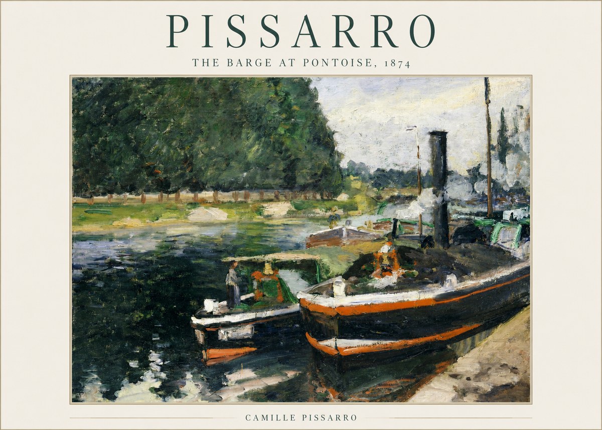 Pissarro The Barge at Pontoise, 1874 No1 - Póster