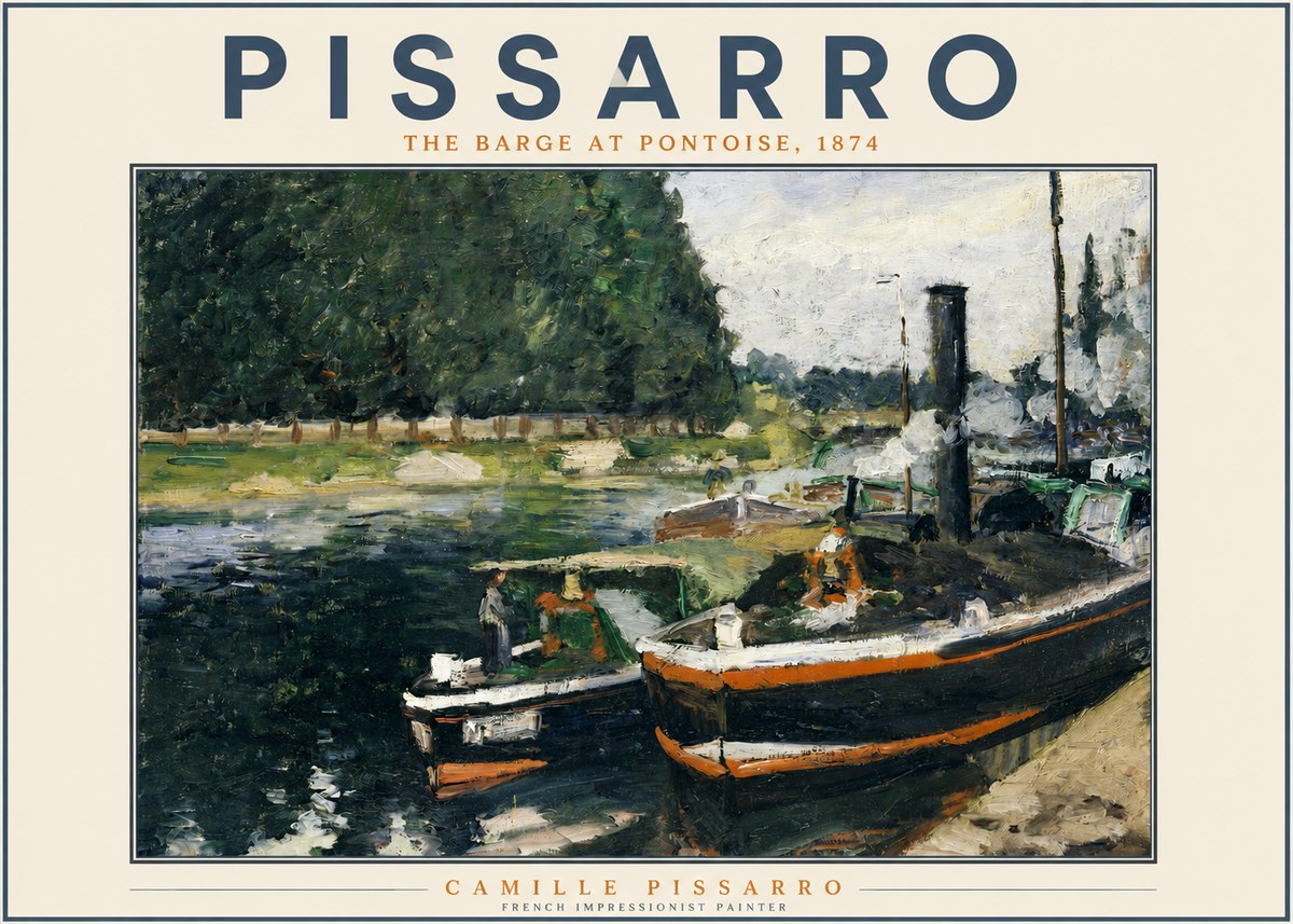 Pissarro The Barge at Pontoise, 1874 No2 - Póster