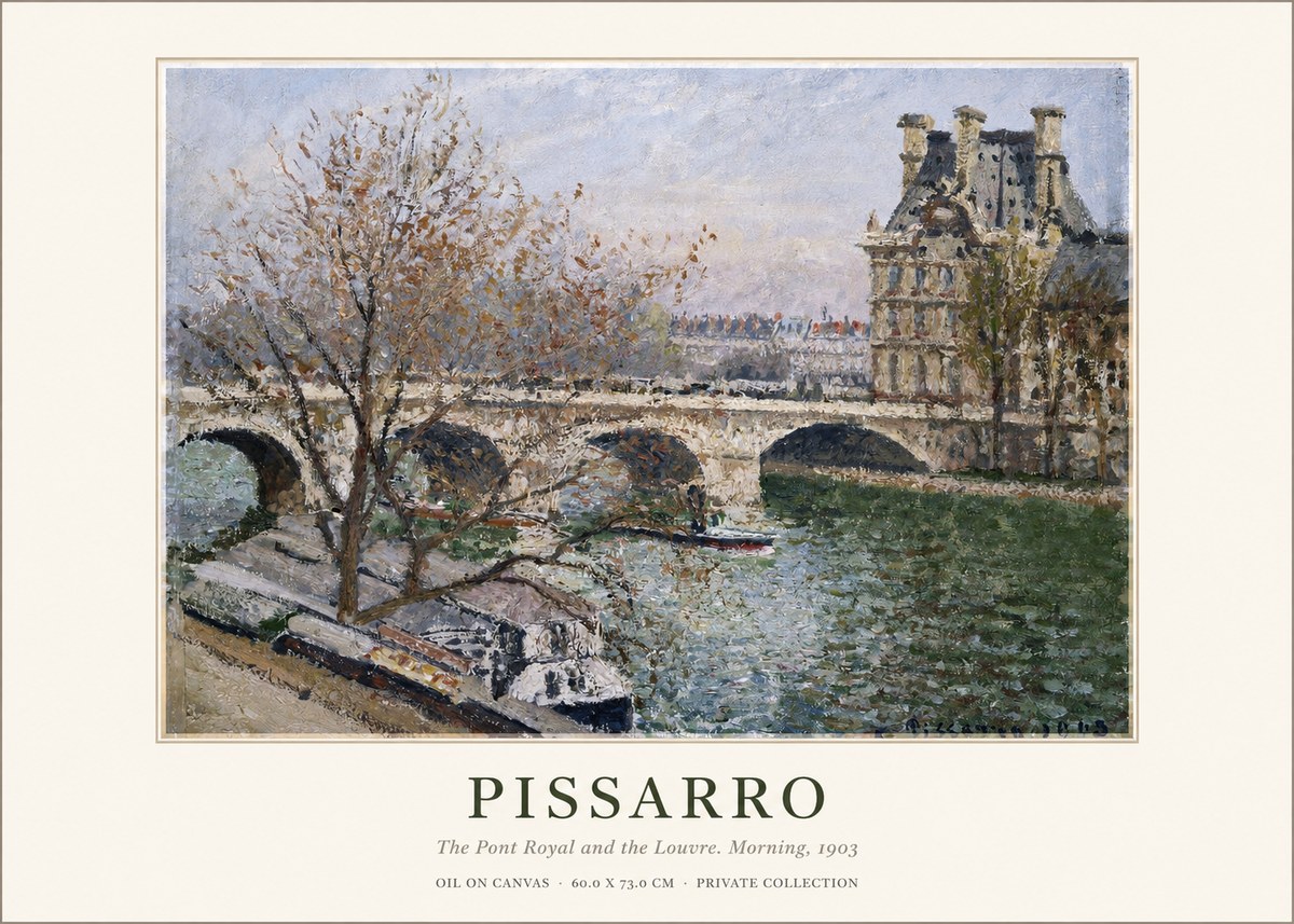 Pissarro The Pont Royal and the Louvre. Morning, 1903 No1 - Póster