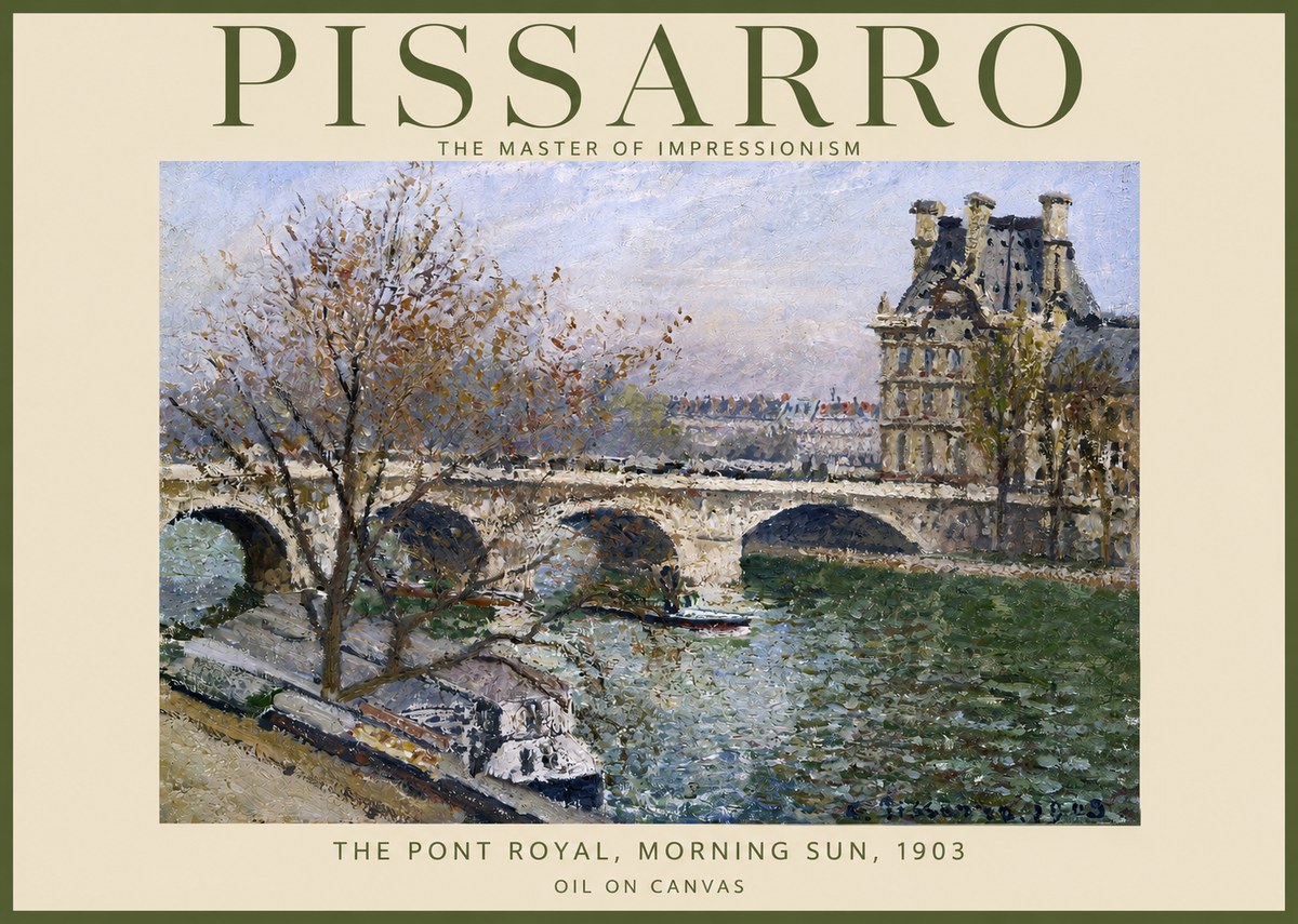 Pissarro The Pont Royal and the Louvre. Morning, 1903 No2 - Póster