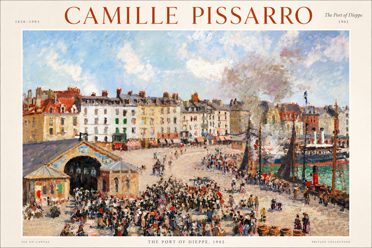 Pissarro Dieppe, the Fish Market No3 - Póster