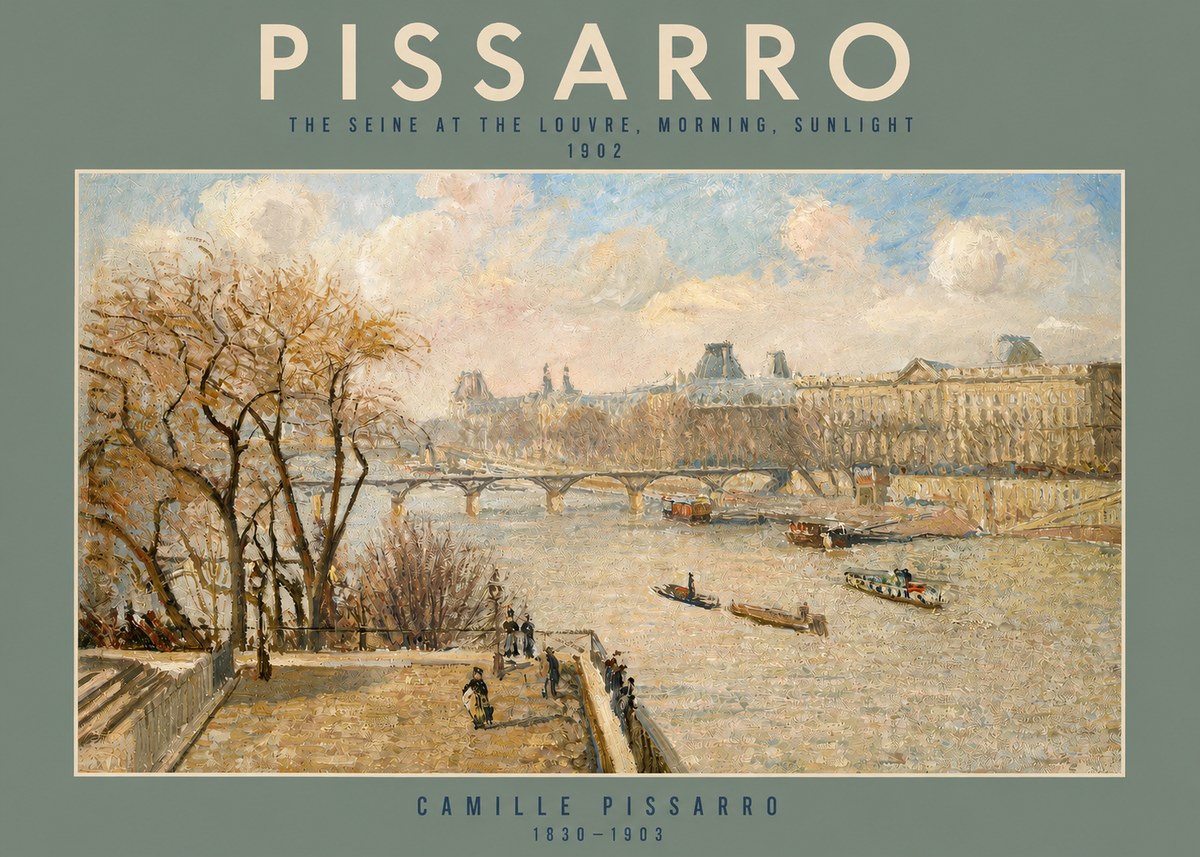 Pissarro The Seine and the Louvre, Morning No2 - Póster