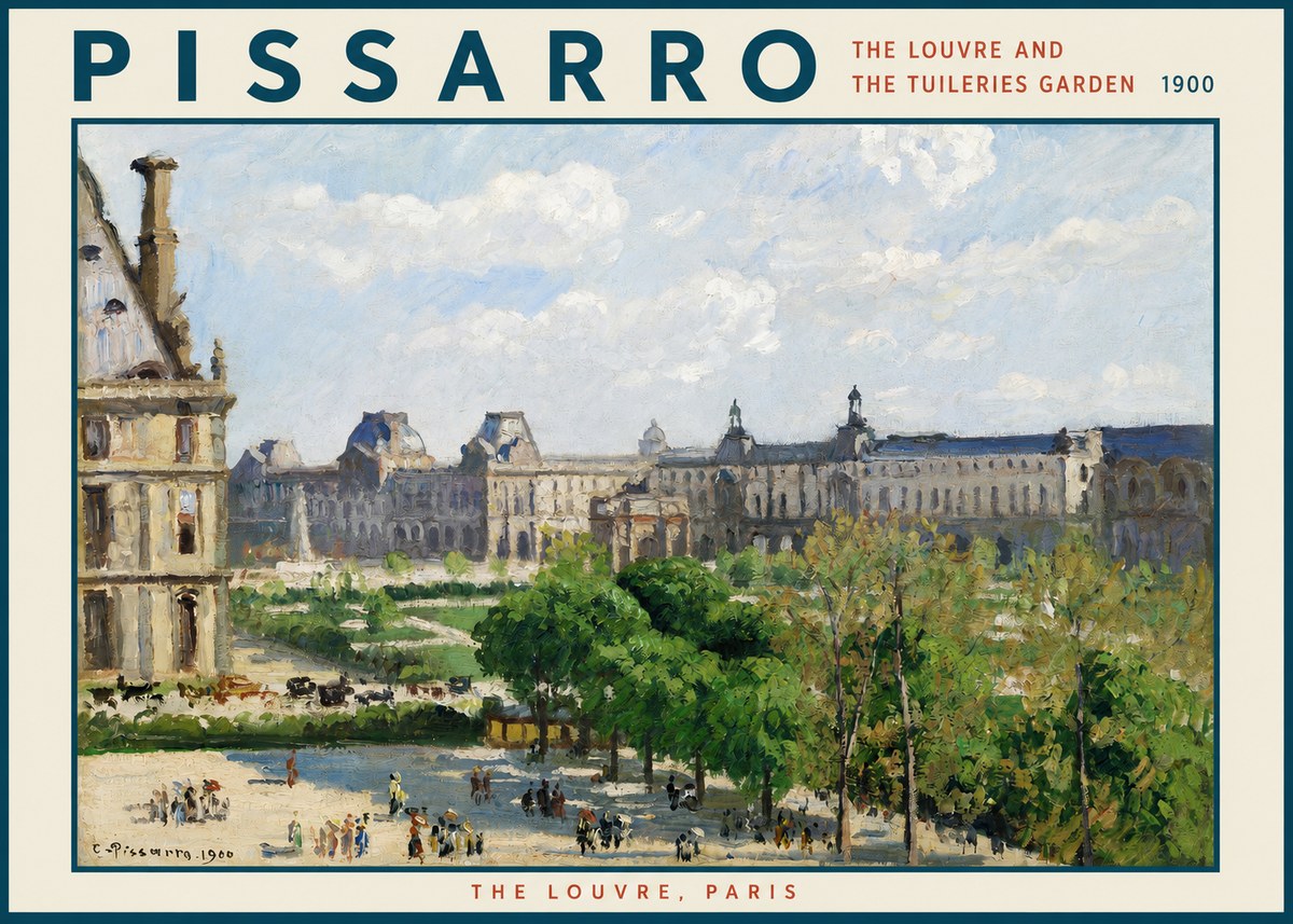 Pissarro The Louvre and the Tuileries Garden No2 - Póster