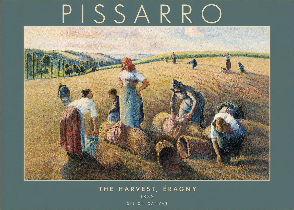 Pissarro The Harvest, Éragny No2 - Póster