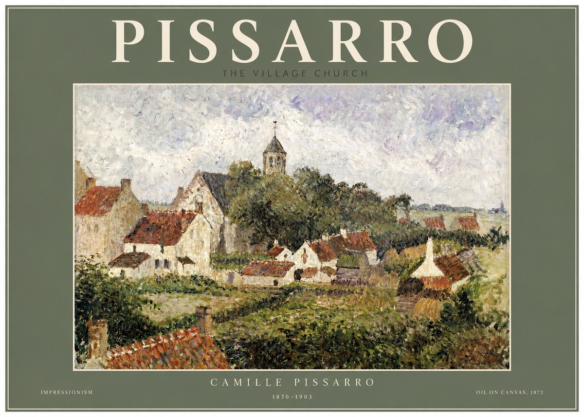 Pissarro French Village Landscape No3 - Póster