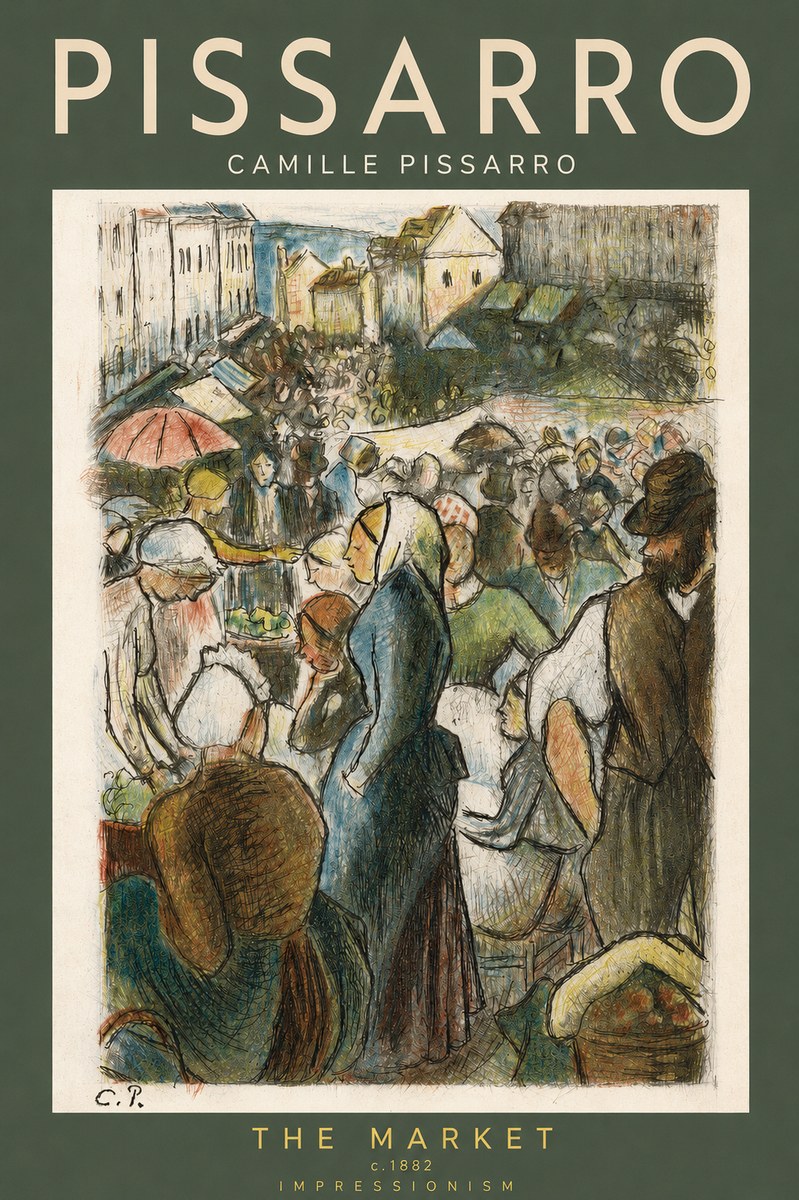 Pissarro The Market, Pontoise No2 - Póster