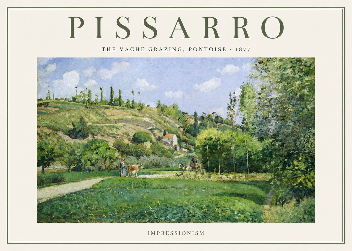 Pissarro The Vache Grazing, Pontoise · 1877 No1 - Póster