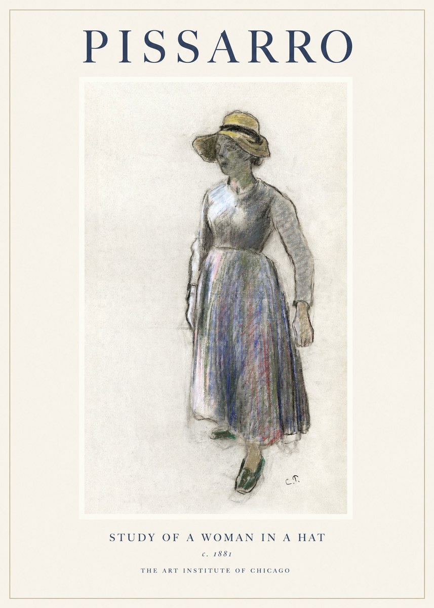 Pissarro Study of a Woman in a Hat No1 - Póster