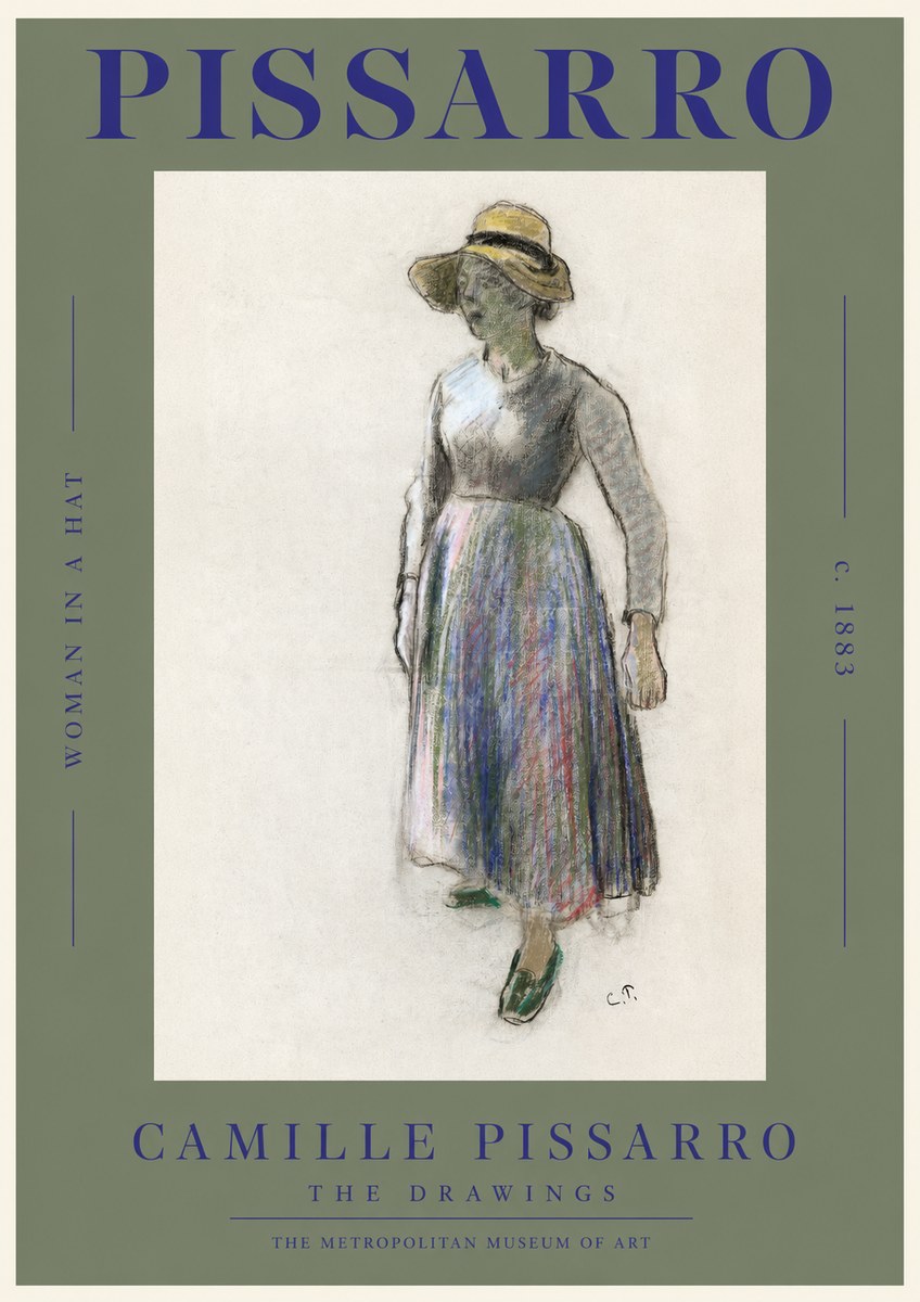 Pissarro Study of a Woman in a Hat No2 - Póster