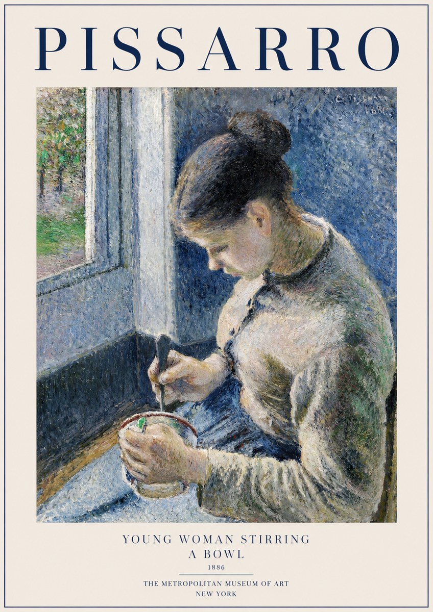 Pissarro Young Woman Stirring a Bowl No1 - Póster