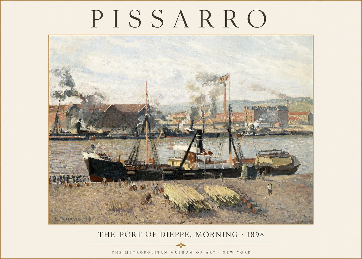 Pissarro The Port of Dieppe, Morning · 1898 No1 - Póster