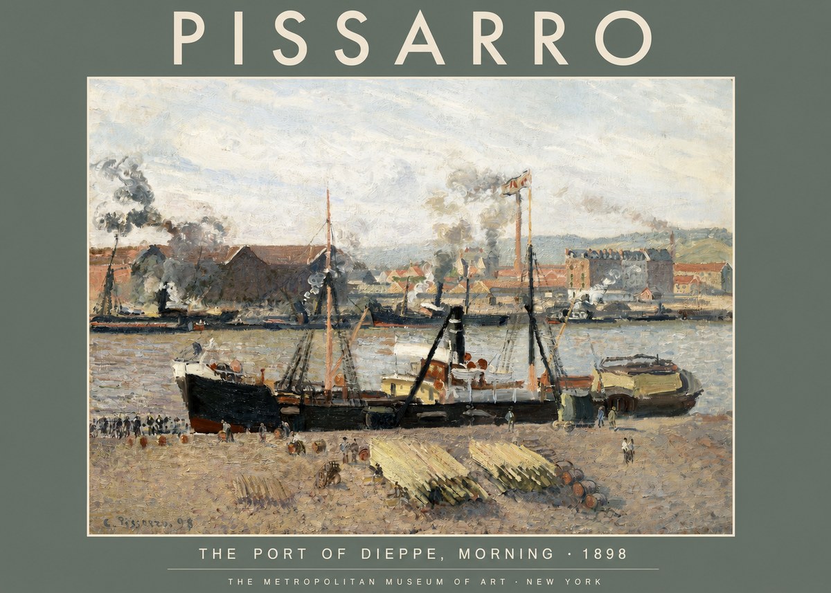 Pissarro The Port of Dieppe, Morning · 1898 No2 - Póster