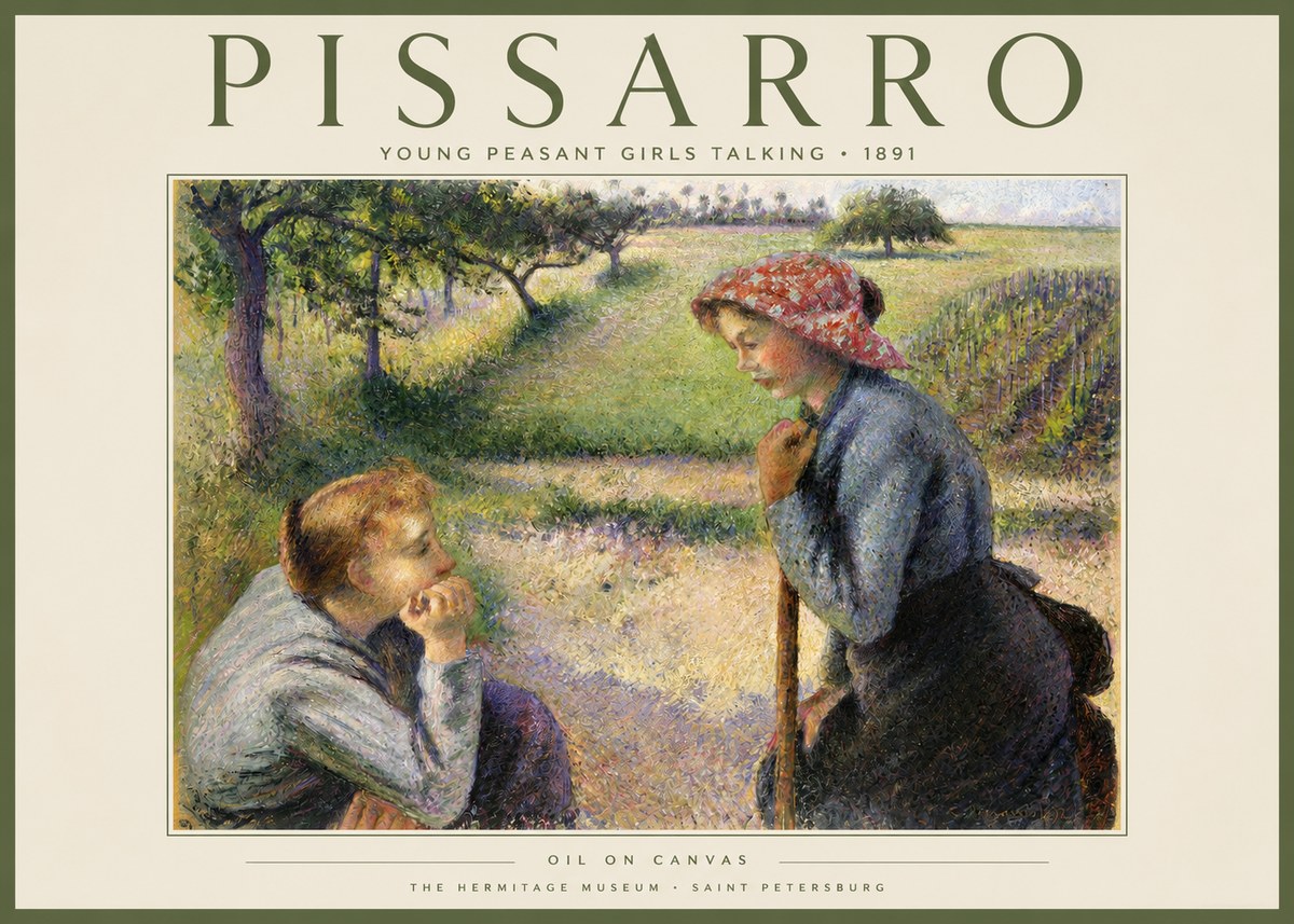 Pissarro Young Peasant Girls Talking No2 - Póster