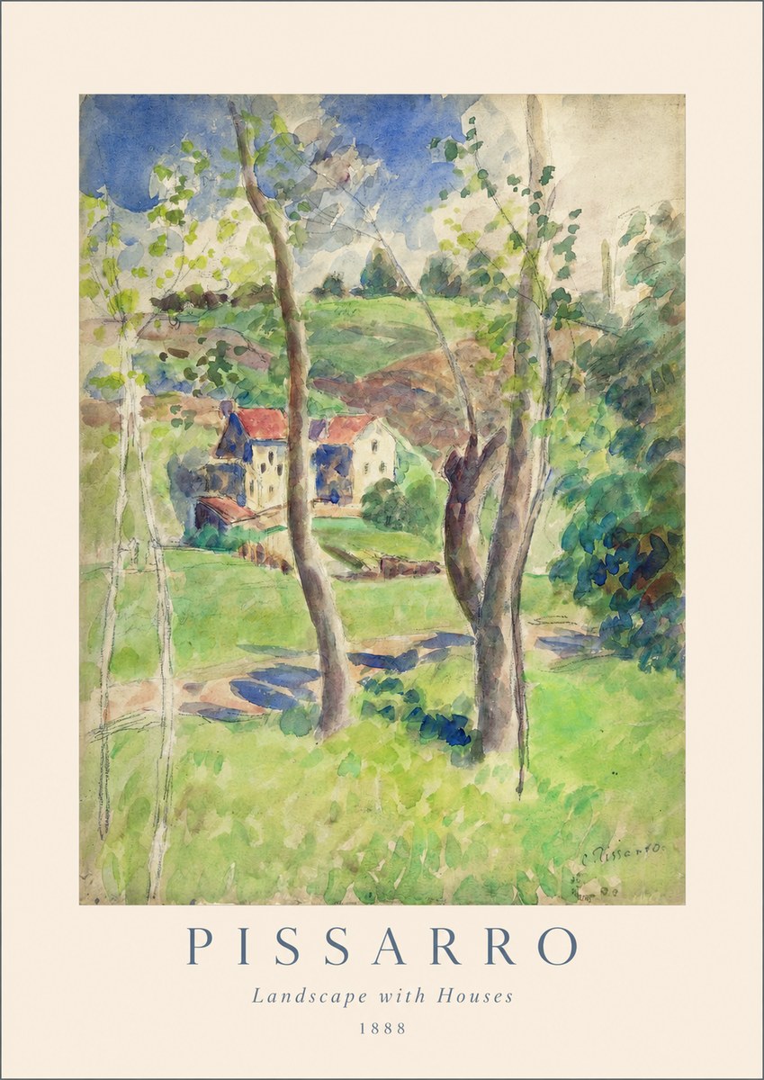 Pissarro Landscape with Houses No1 - Póster