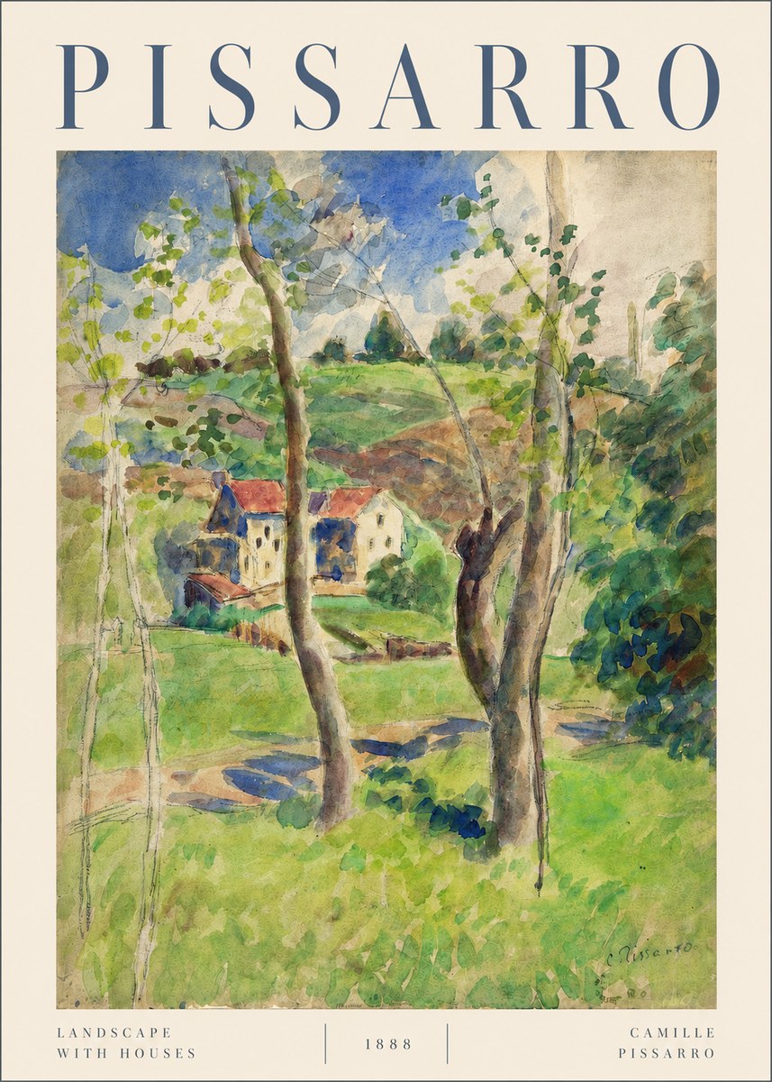 Pissarro Landscape with Houses No3 - Póster