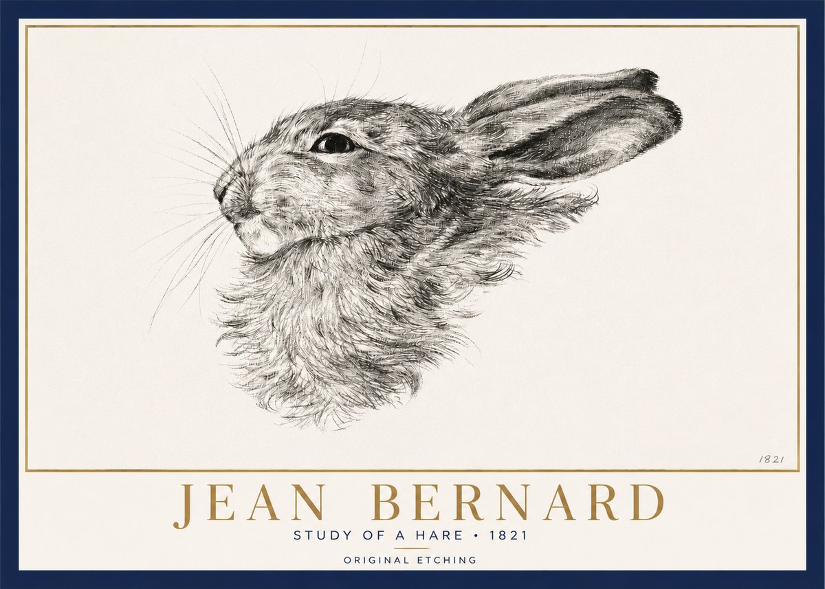 Jean Bernard Study of a Hare No3 - Póster
