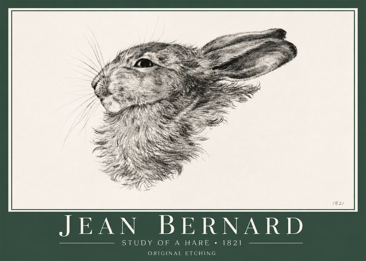 Jean Bernard Study of a Hare No4 - Póster