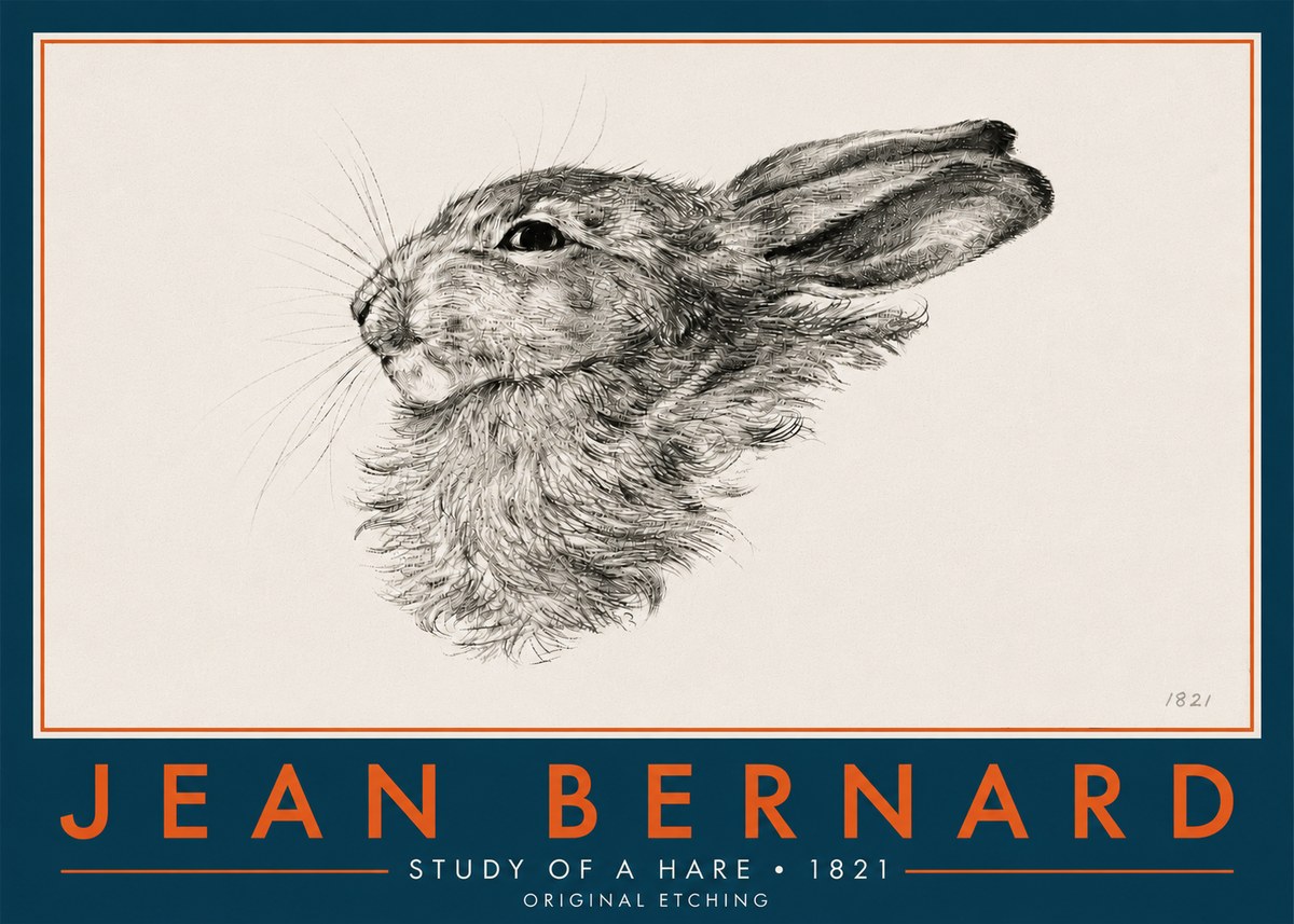 Jean Bernard Study of a Hare No6 - Póster
