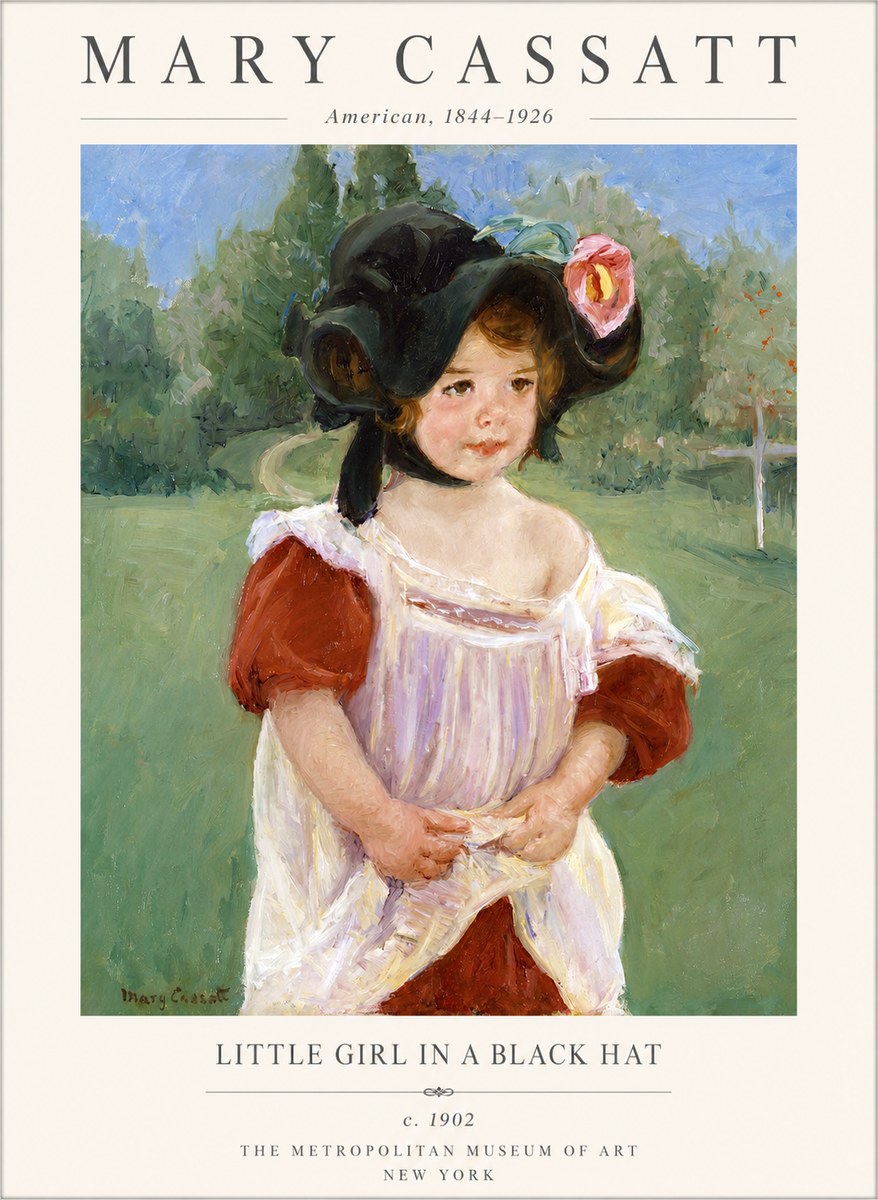 Mary Cassatt Little Girl in a Black Hat No1 - Póster