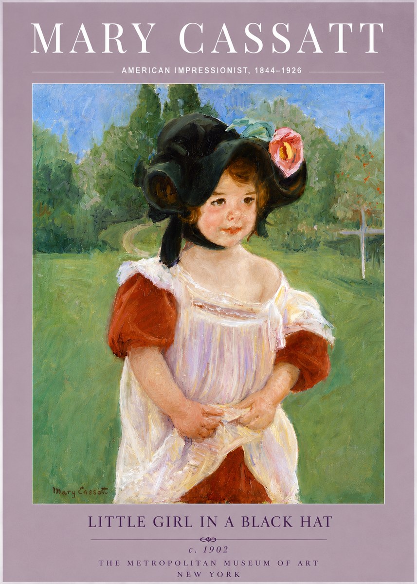 Mary Cassatt Little Girl in a Black Hat No5 - Póster