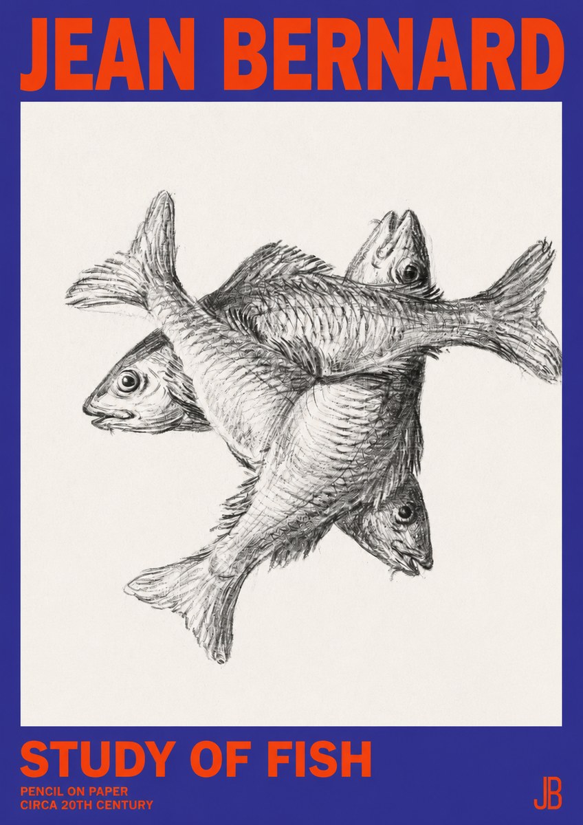 Jean Bernard Study of Fish No2 - Póster