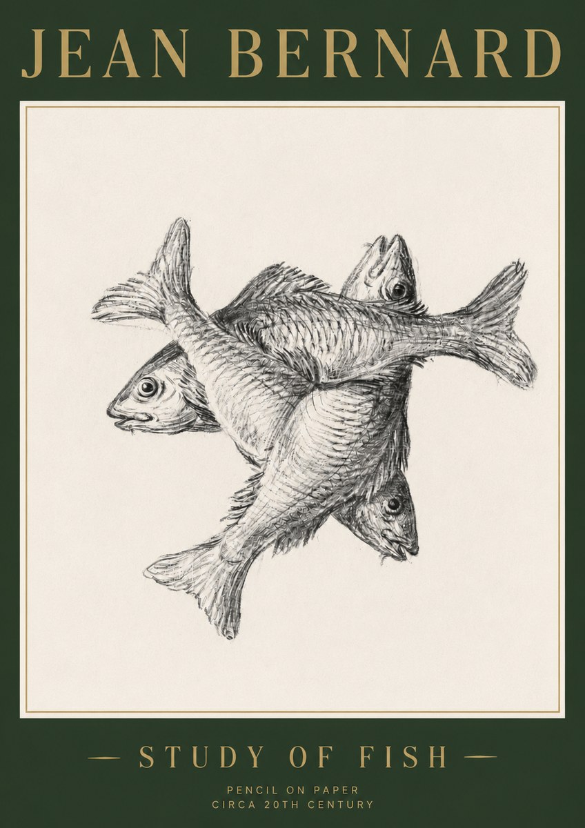 Jean Bernard Study of Fish No3 - Póster
