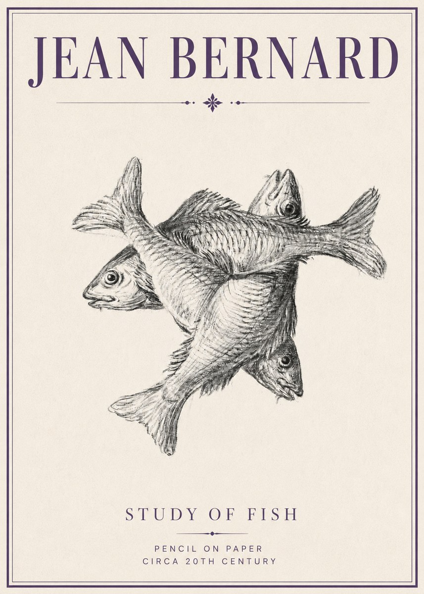 Jean Bernard Study of Fish No4 - Póster