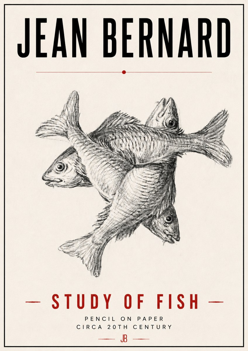 Jean Bernard Study of Fish No6 - Póster