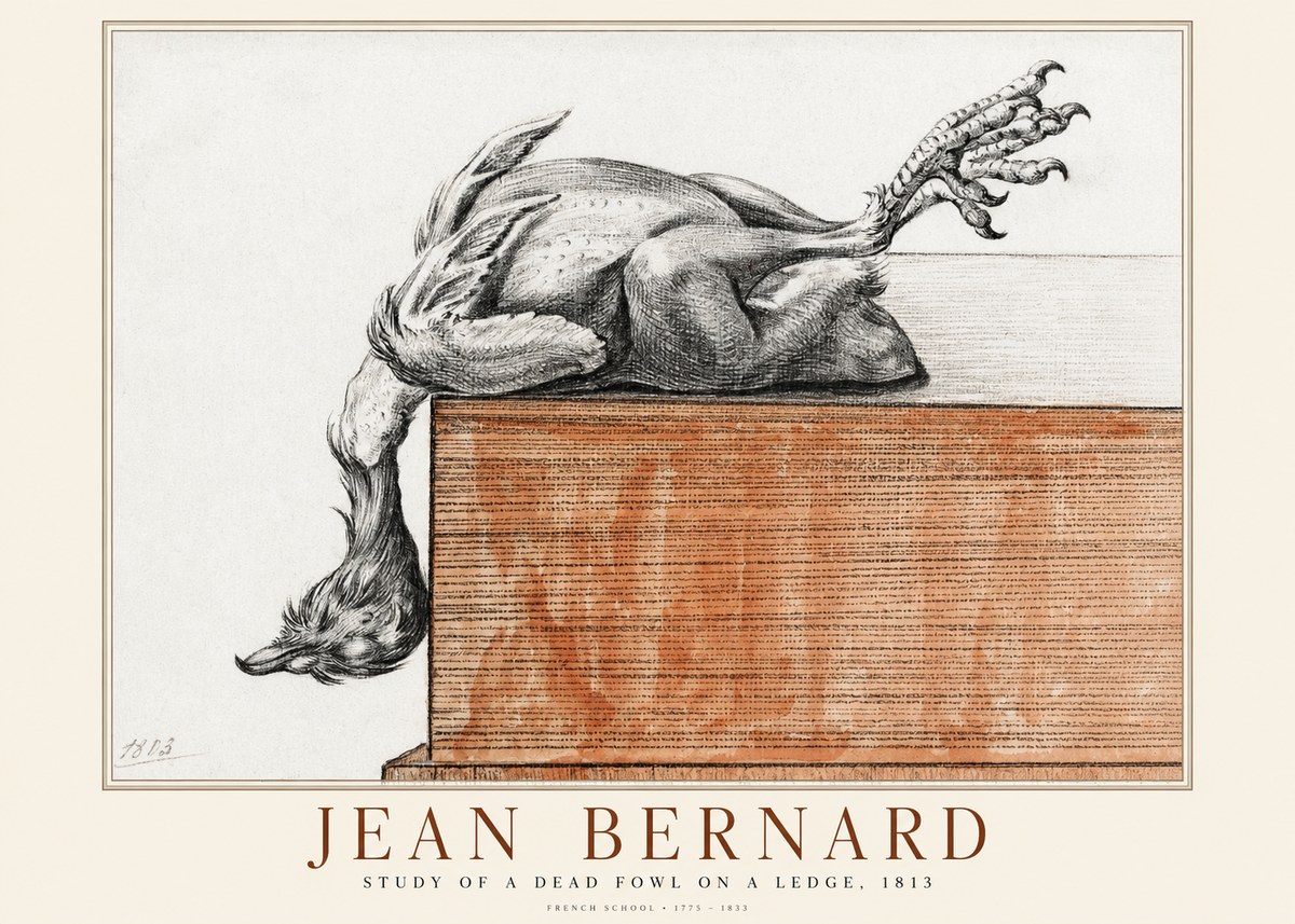 Jean Bernard Study of a Dead Fowl on a Ledge, 1813 No1 - Póster