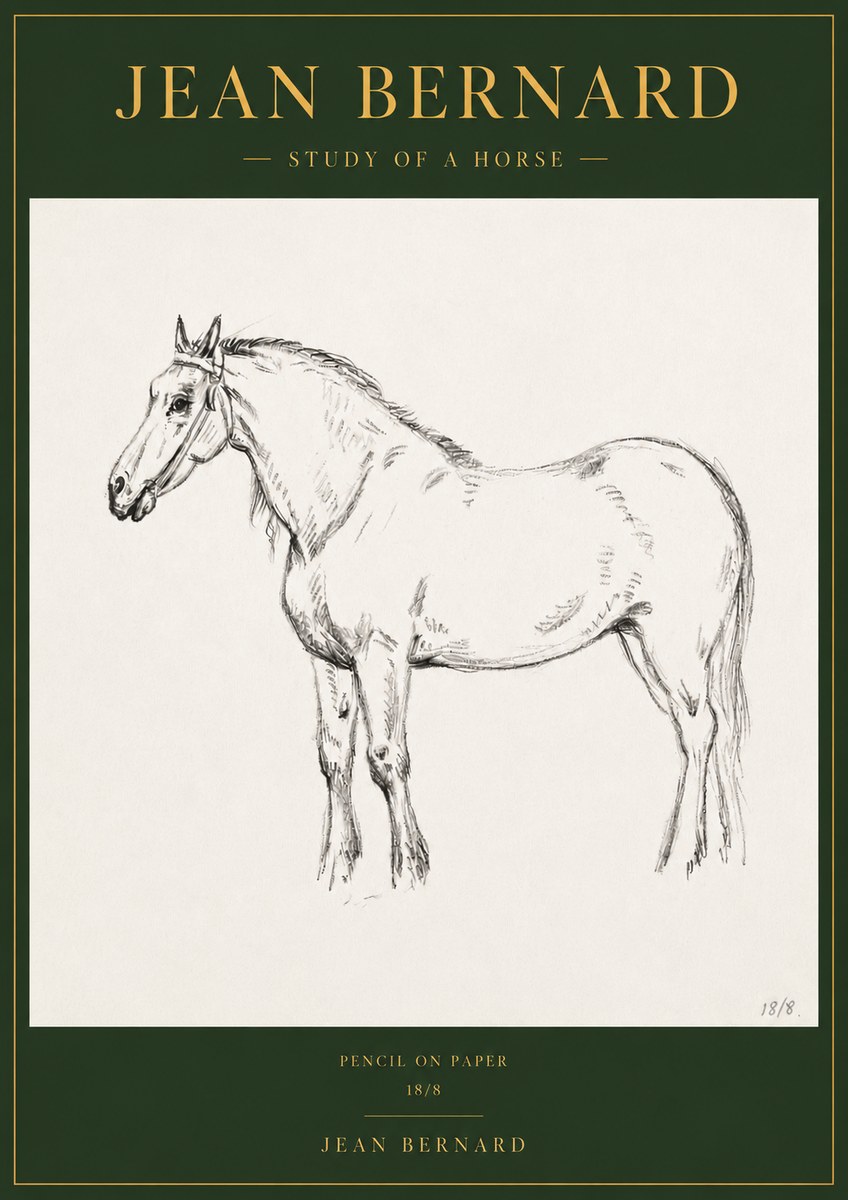 Jean Bernard Study of a Horse XVII No3 - Póster
