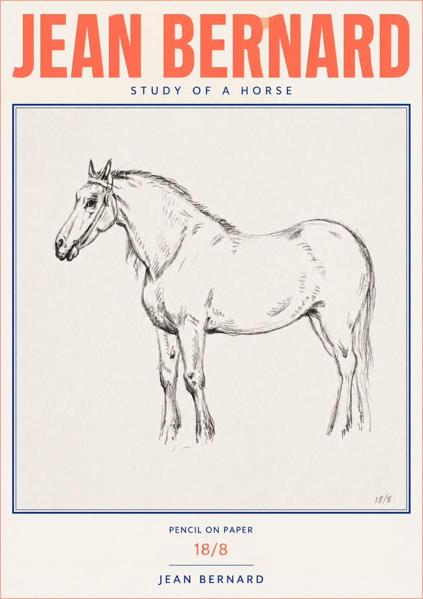 Jean Bernard Study of a Horse XVII No4 - Póster