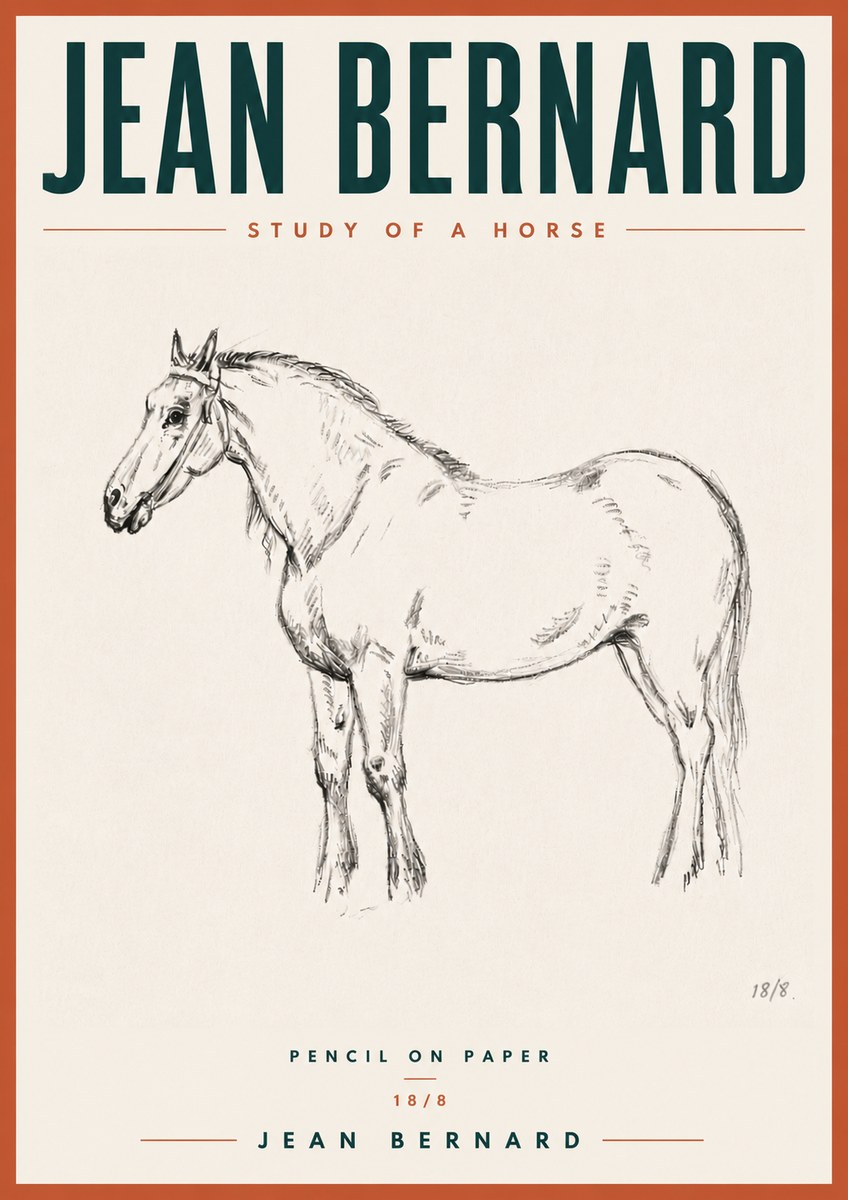 Jean Bernard Study of a Horse XVII No6 - Póster