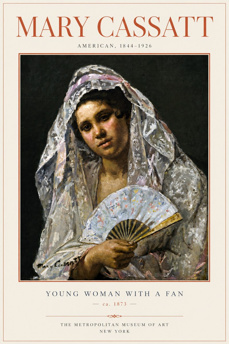 Mary Cassatt Young Woman with a Fan II No4 - Póster