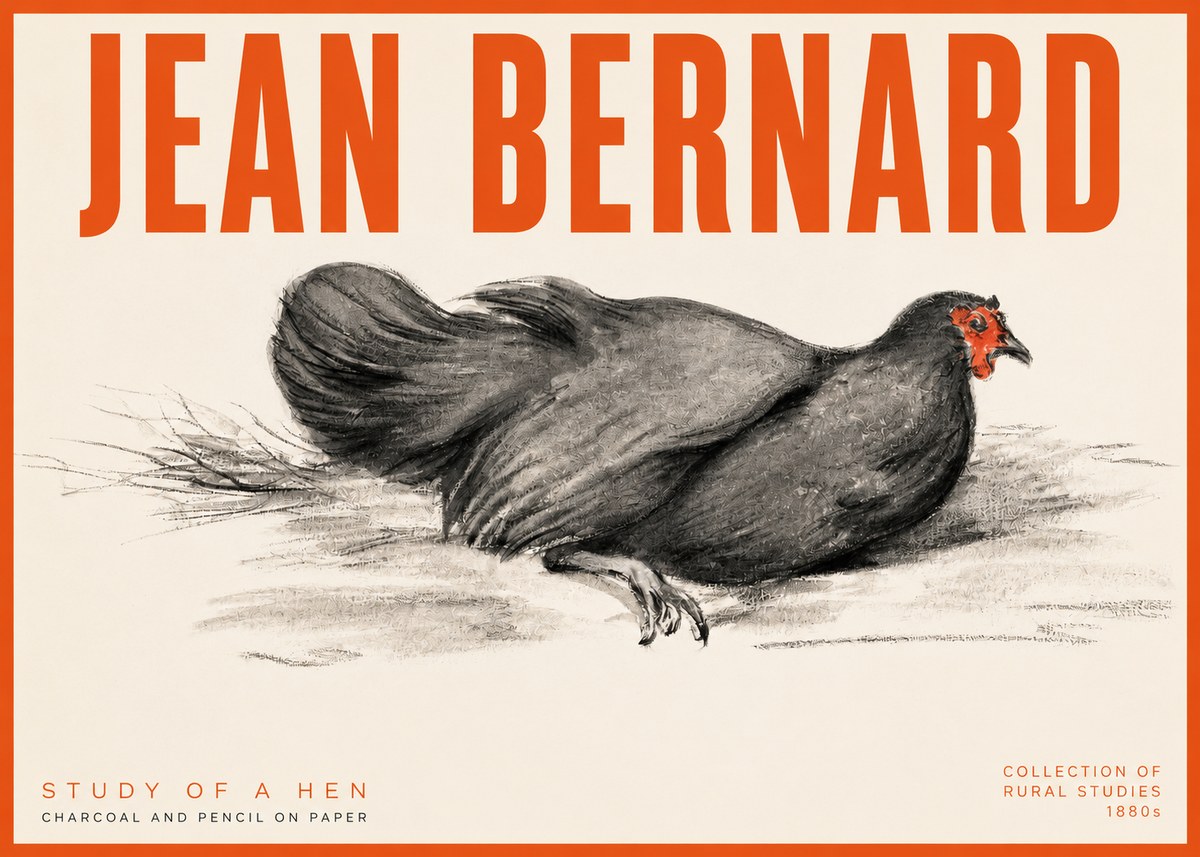 Jean Bernard Study of a Hen No2 - Póster