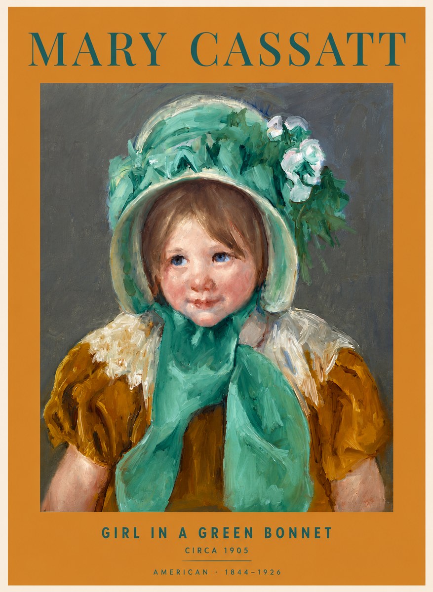 Mary Cassatt Girl in a Green Bonnet No4 - Póster