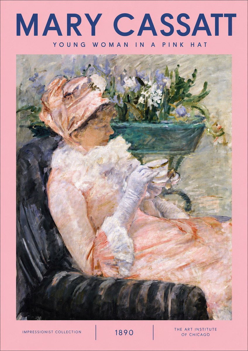 Mary Cassatt Young Woman in a Pink Hat No2 - Póster