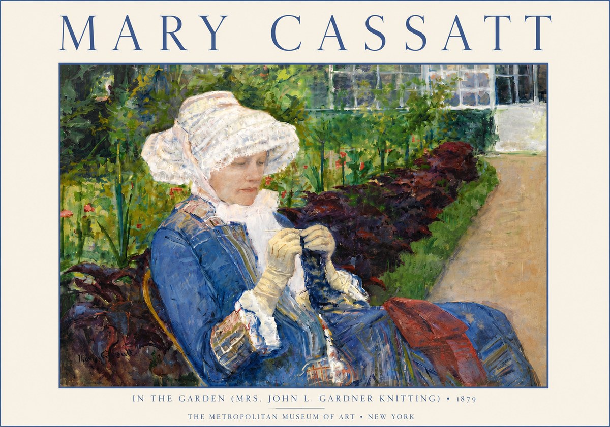 Mary Cassatt In the Garden (Mrs. John L. Gardner Knitting) No6 - Póster
