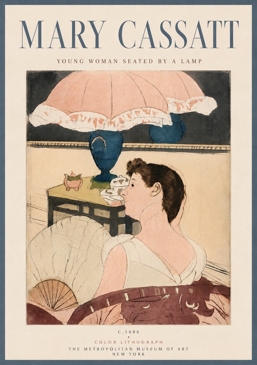 Mary Cassatt Young Woman Seated by a Lamp No6 - Póster