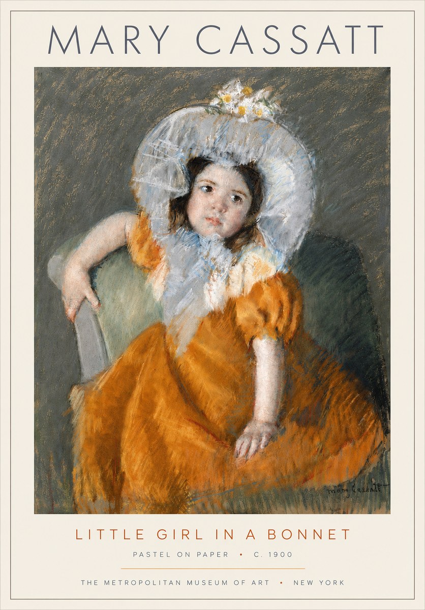 Mary Cassatt Little Girl in a Bonnet No3 - Póster