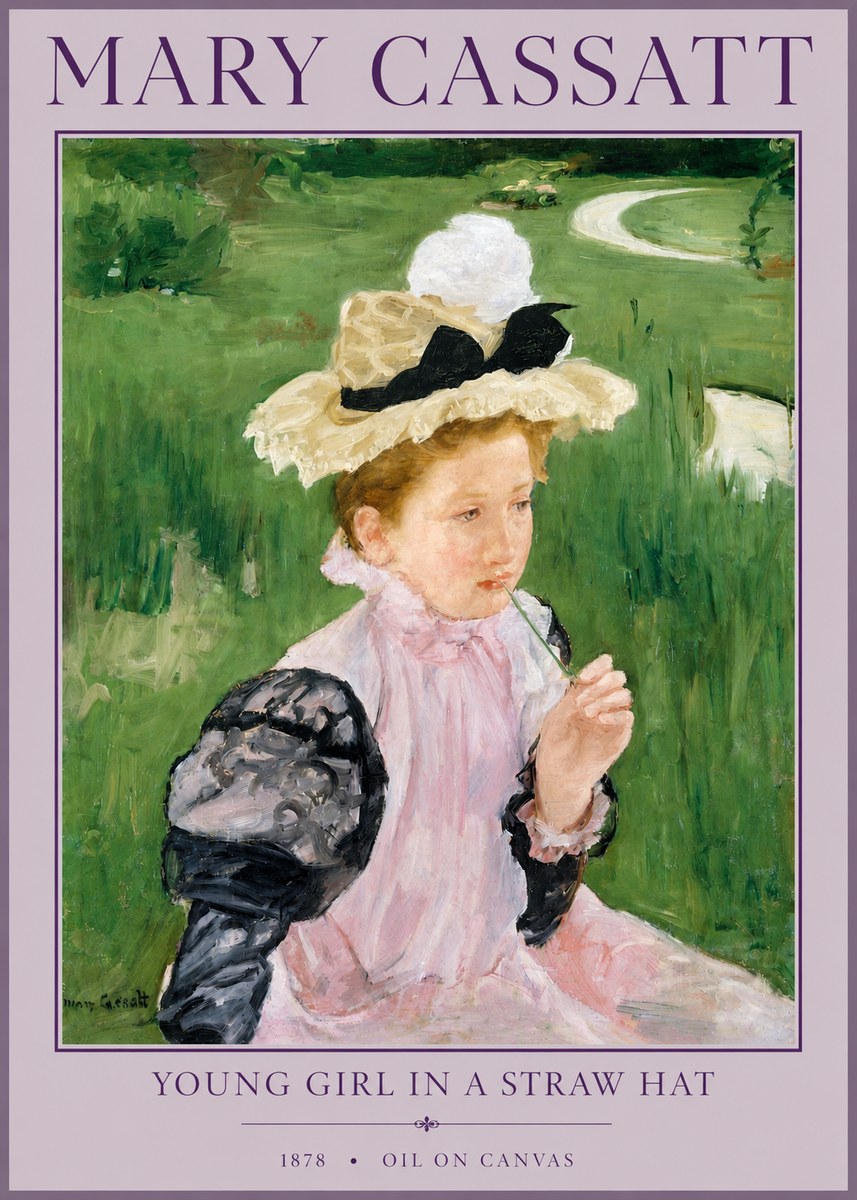 Mary Cassatt Young Girl in a Straw Hat No3 - Póster