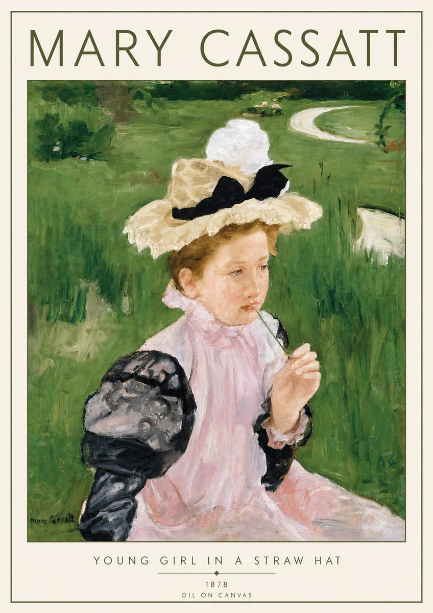 Mary Cassatt Young Girl in a Straw Hat No5 - Póster